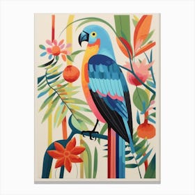 Colourful Scandi Bird Macaw 4 Canvas Print