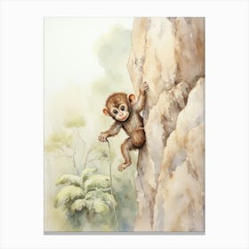 Monkey Painting Rock Climbing Watercolour 2 Canvas Print