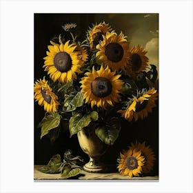 Baroque Floral Still Life Sunflower 3 Canvas Print