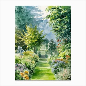 Watercolor Of A Garden Path Canvas Print