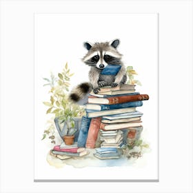 A Urban Raccoon Watercolour Illustration Storybook 3 Canvas Print