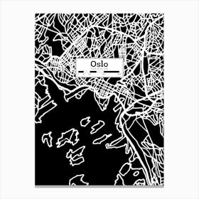 Oslo City Map — Hand-drawn map, vector black map Canvas Print