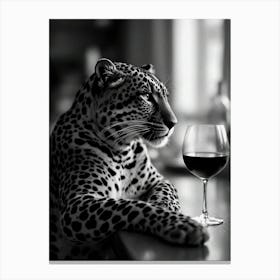 Leopard Drinking Wine Canvas Print