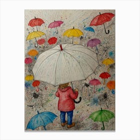 Umbrellas In The Rain 2 Canvas Print