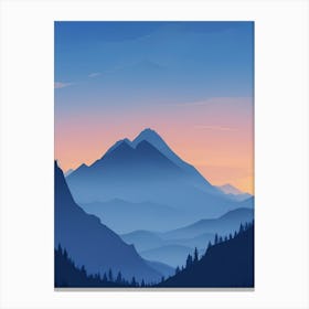 Misty Mountain Background Blue Color Theme Sunset Simple Minimalistic Vector Art Light Color 3 20231023202046469 Ubcq Xojb Canvas Print