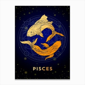 Pisces Zodiac Sign — Zodiac golden sign Canvas Print