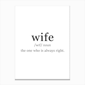 Wife Definition Poster - Dictionary Canvas Print