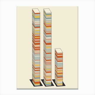 Three Colourful Stacks Abstract Minimal Canvas Print