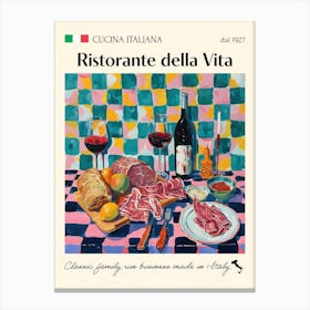 Ristorante Della Vita Trattoria Italian Poster Food Kitchen Canvas Print