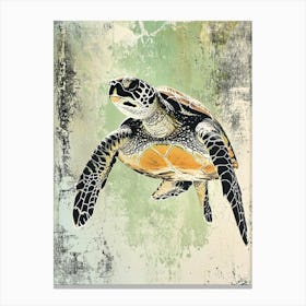 Textured Sea Turtle Swimming Painting 2 Canvas Print