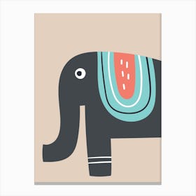 Elephant Neutral Kids Beige Unisex Canvas Print