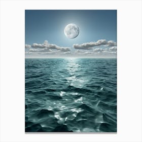 Full Moon Over The Ocean 5 Canvas Print