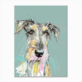 Pastel Watercolour Scottish Deerhound Dog Line Illustration 1 Canvas Print