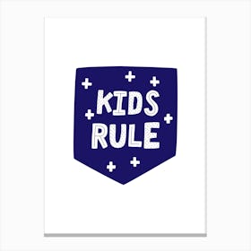 Kids Rule Navy Super Scandi Canvas Print