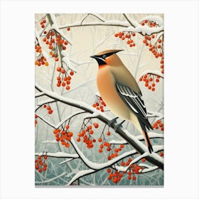 Winter Bird Painting Cedar Waxwing 3 Canvas Print