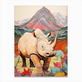 Detailed Pencil Crayon Drawing Inspired Rhino Canvas Print