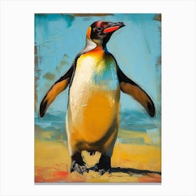 Galapagos Penguin Salisbury Plain Colour Block Painting 1 Canvas Print