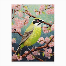 Ohara Koson Inspired Bird Painting Cedar Waxwing 2 Canvas Print