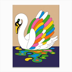 Timeless Colourful Swan on a Lake Print Canvas Print