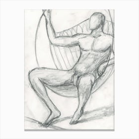 male nude drawing homoerotic gay art sketch graphite pencil man naked erotic artwork adult full frontla nude Canvas Print
