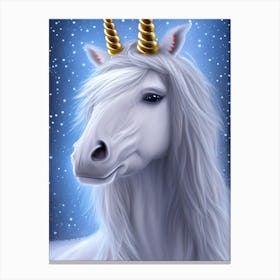 Unicorn With Golden Horns Canvas Print