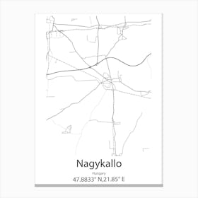 Nagykallo,Hungary Minimalist Map Canvas Print