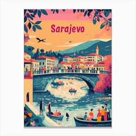 Aihrgdesign A 1970s Inspired Travel Poster For Sarajevo 4 Canvas Print