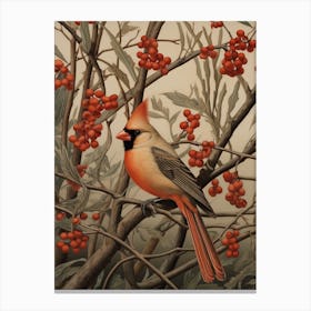 Dark And Moody Botanical Cardinal 3 Canvas Print