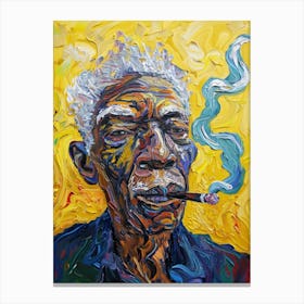 Old Man Smoking A Cigarette 1 Canvas Print