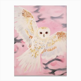 Pink Ethereal Bird Painting Owl 2 Canvas Print