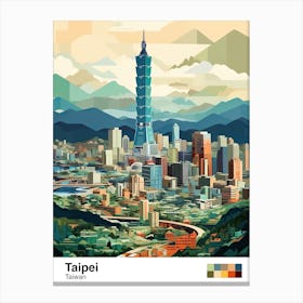 Taipei,Taiwan, Geometric Illustration 3 Poster Canvas Print