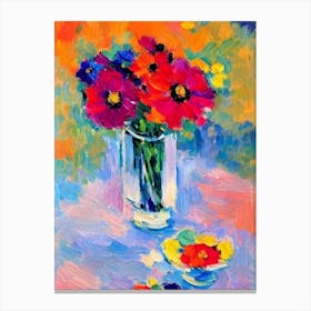 Cosmos Floral Abstract Block Colour Flower Canvas Print