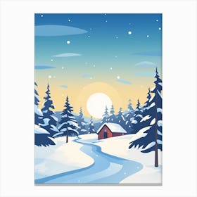 Retro Winter Illustration Lapland Finland 5 Canvas Print