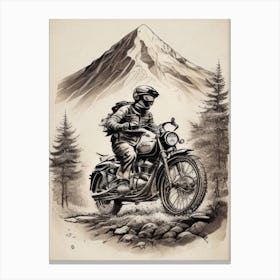 Bike Art Black And White Canvas Print