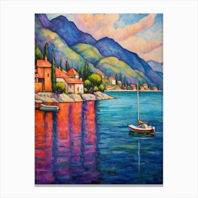 Lake Chelan Washington Pointillism 5 Canvas Print