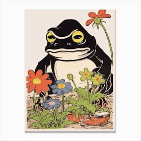 Frog In The Garden,  Matsumoto Hoji Inspired Japanese 8 Canvas Print