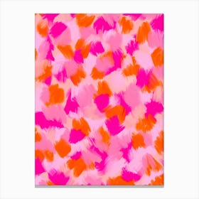 Pink And Orange Abstract Brushstrokes Pattern Canvas Print