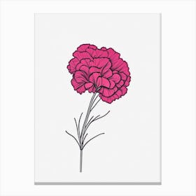 Carnation Floral Minimal Line Drawing 1 Flower Canvas Print