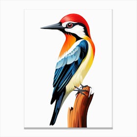 Colourful Geometric Bird Woodpecker 1 Canvas Print