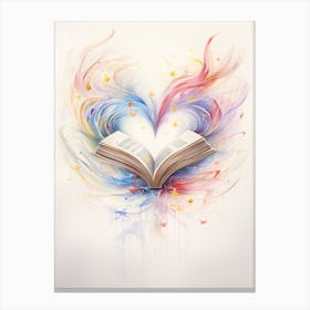 Swirly Line Book Heart Rainbow 1 Canvas Print