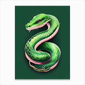Greater Green Snake Tattoo Style Canvas Print