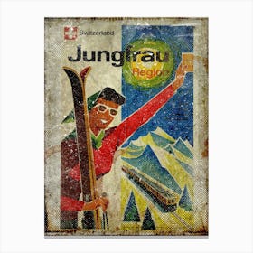 Vintage Travel Poster ― Jungfrau Switzerland 1 Canvas Print