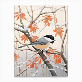 Winter Bird Painting Carolina Chickadee 3 Canvas Print