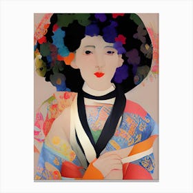 Lady In Quilt Canvas Print