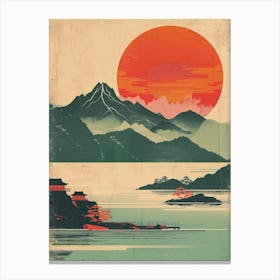 Japan Mountain Skyline Mid Century Modern Canvas Print