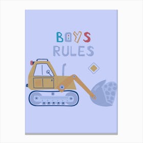 Boys Rules, Children's, Nursery, Bedroom, Kids, Art, Wall Print 1 Canvas Print
