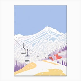 Gudauri   Georgia, Ski Resort Pastel Colours Illustration 0 Canvas Print