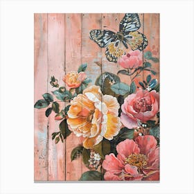 Roses And Butterflies Canvas Print