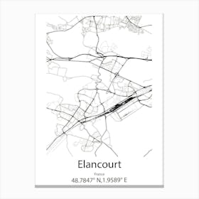 Elancourt,France Minimalist Map Canvas Print