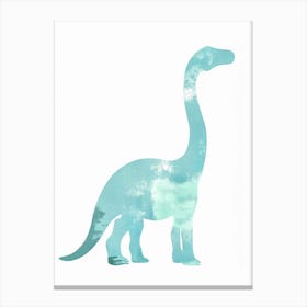 Pastel Blue Brontosaurus Dinosaur Silhouette Canvas Print